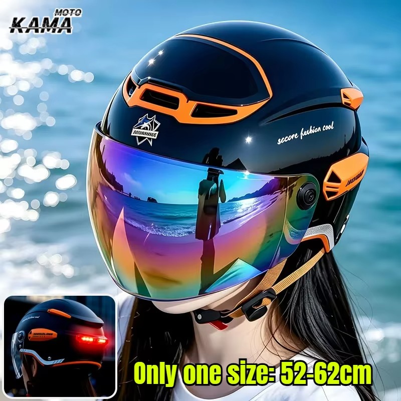 Dual Visor Motorcycle Racing Helmet - ummer Vintage Motorcycle Helmet Adjustable Dual