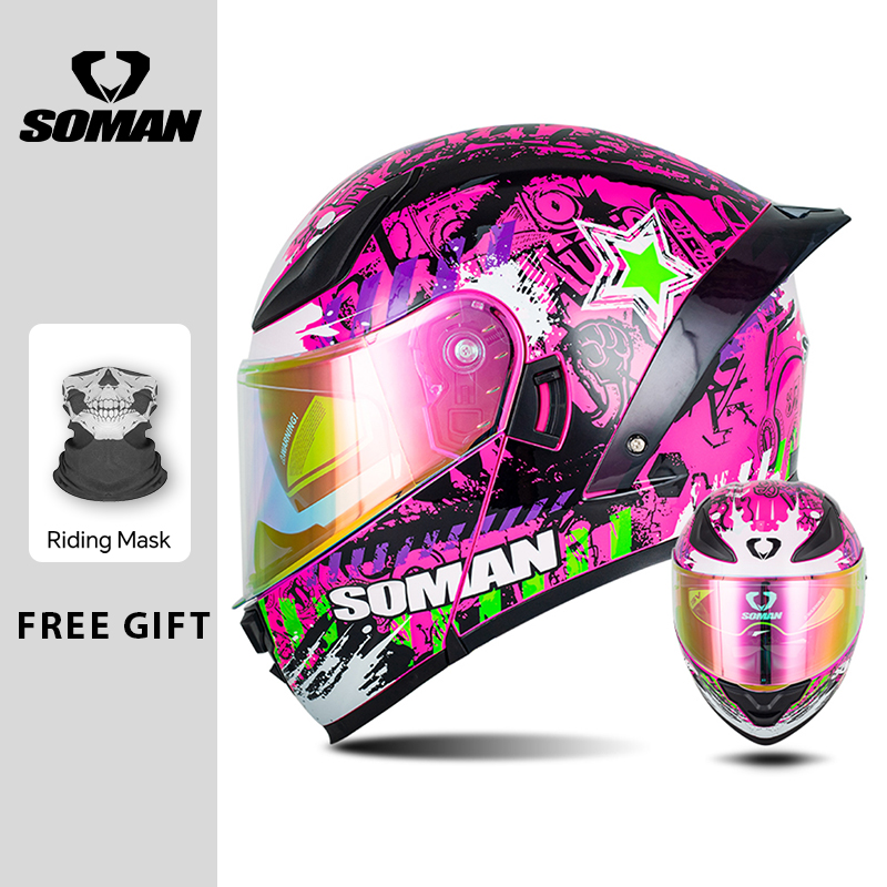 SOMAN Modular Helmet Flip Full - đánh giá và giá Dual Visor Motorcycle Racing Helmet